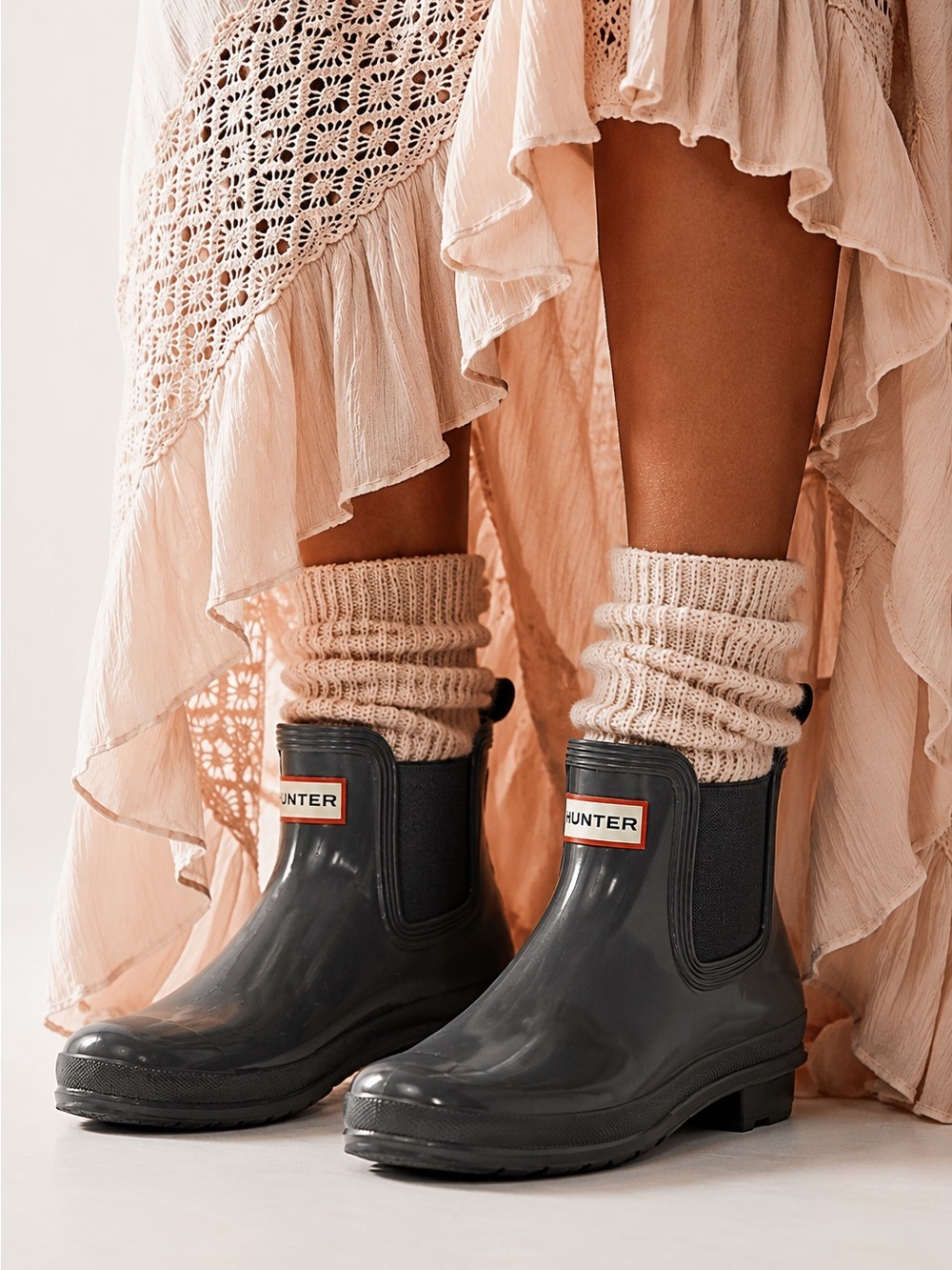 Free People Hunter Classic Glossy Grey Chelsea Boots
